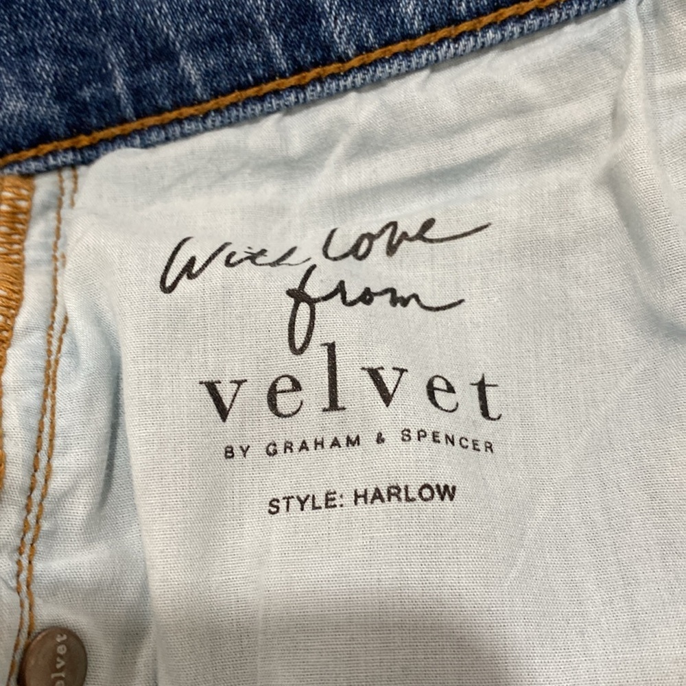 Velvet By Graham & Spencer Harlow High Rise Wide Leg Anchor Wash Denim Jeans 28 - Picture 9 of 10